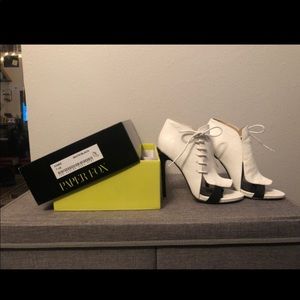 White and black booties